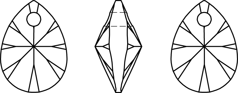 Swarovski Crystal Pendants - 6128 - Mini Pear Line Drawing